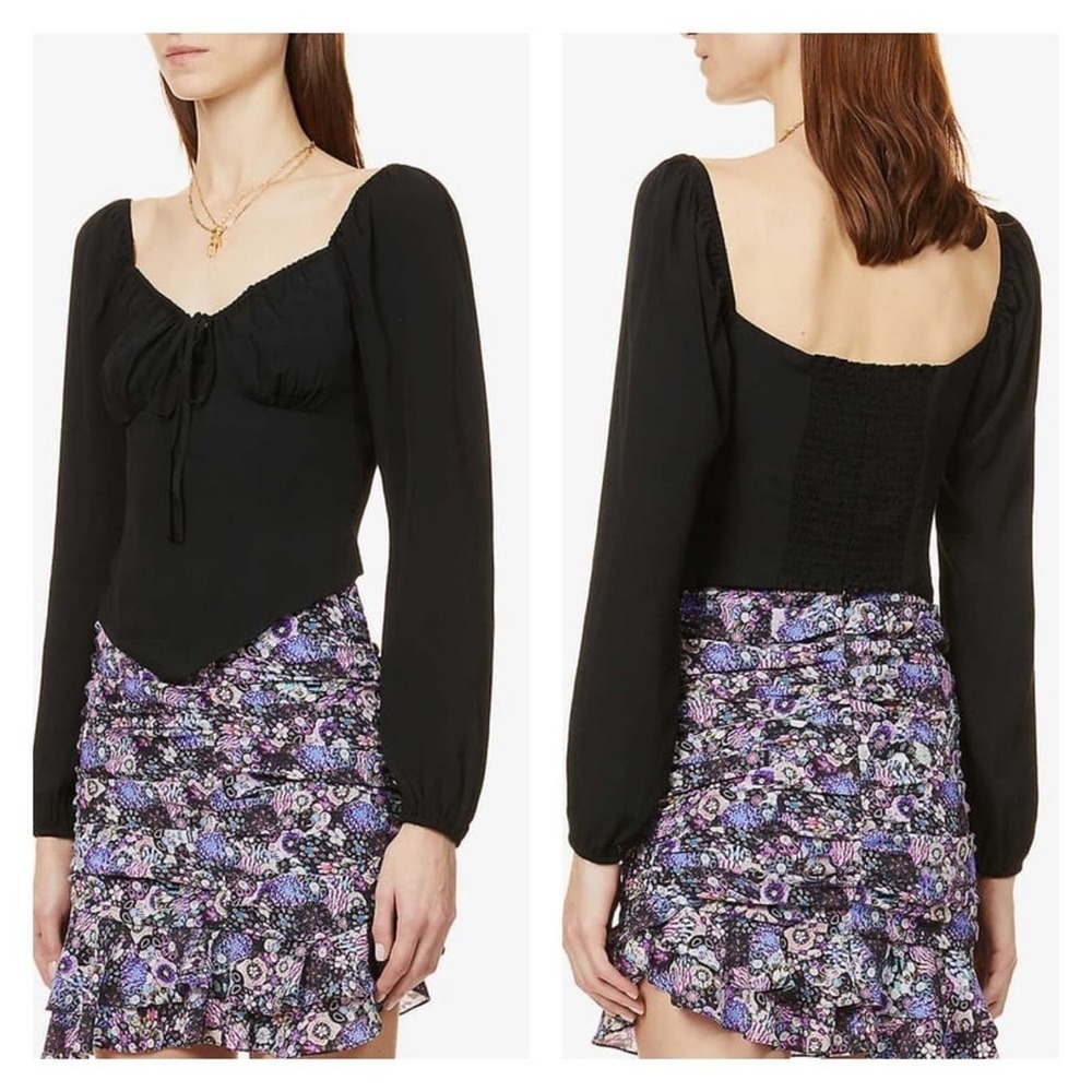 Reformation The Rya Gathered Neckline Long Sleeve Top Size 12